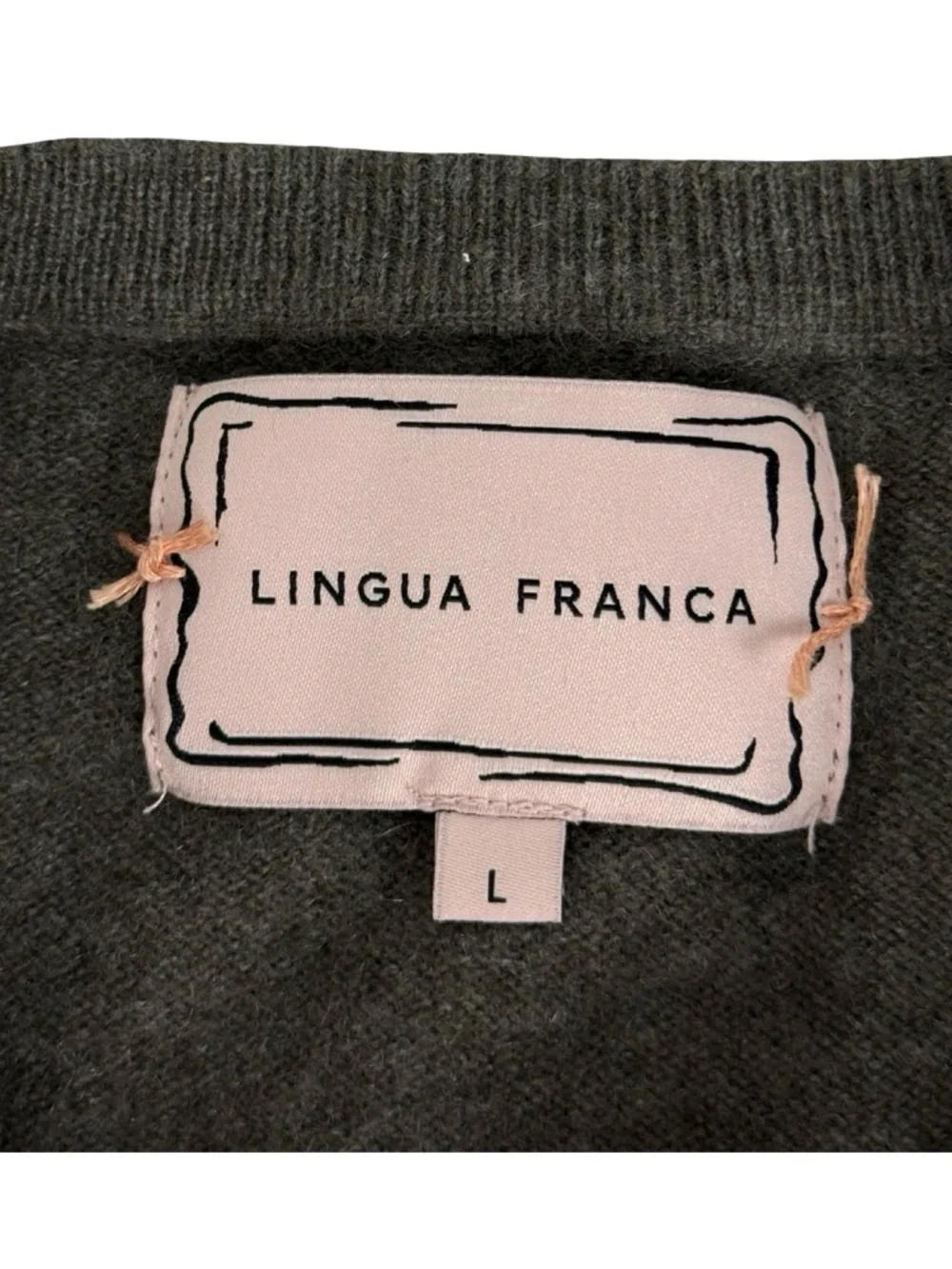 Lingua Franca "i read banned books" Cashmere Womens Large Sweater Gray Crewneck - Picture 7 of 9